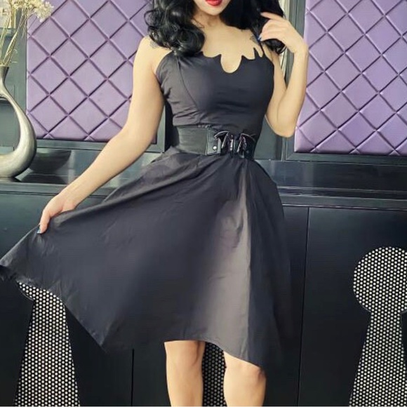 Gothabilly Spiderweb Gothic Black Swing Dress - Has Pockets!!! - Picture 2 of 2